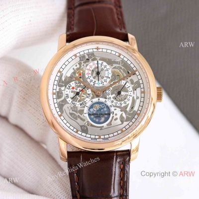 Swiss Made Vacheron Constantin Perpetual Calendar Traditionnelle Replica Watches Rose Gold 41mm